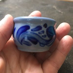 Small salt glazed stoneware bowl. 1” tall by 2” wide
